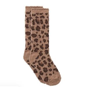 Skims Cozy Knit Sock Leopard Print NWT